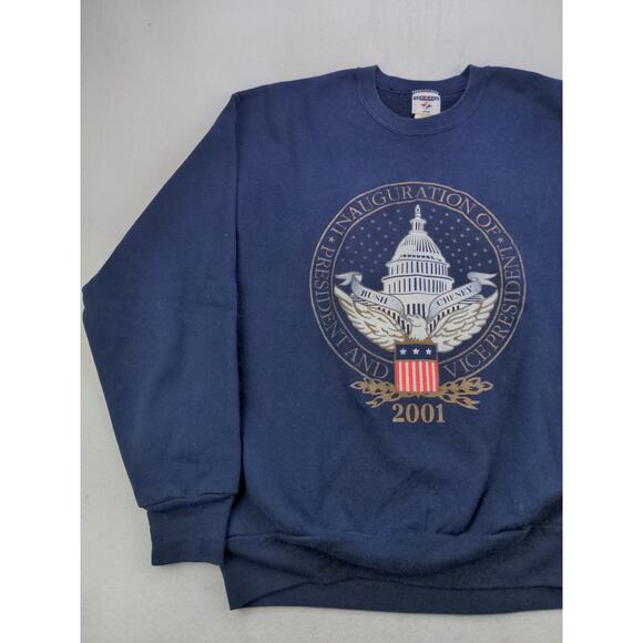 Vintage Jerzees 2001 Presidential Inauguration Pullover Sweatshirt Size L Blue - Picture 3 of 11